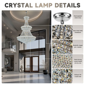 English Elm Crystal K9 Sphere Empire Chandelier with Chrome Frame for Grand Foyer or Dining Room W2869S00004