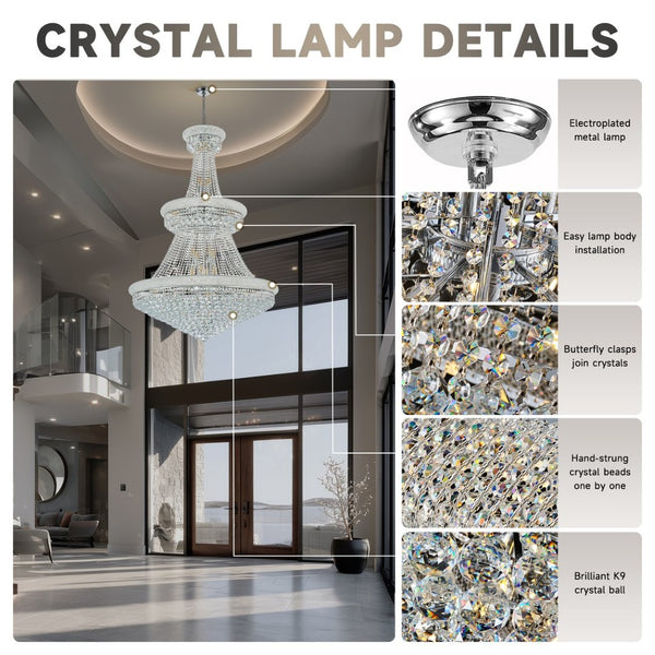 English Elm Crystal K9 Sphere Empire Chandelier with Chrome Frame for Grand Foyer or Dining Room W2869S00004