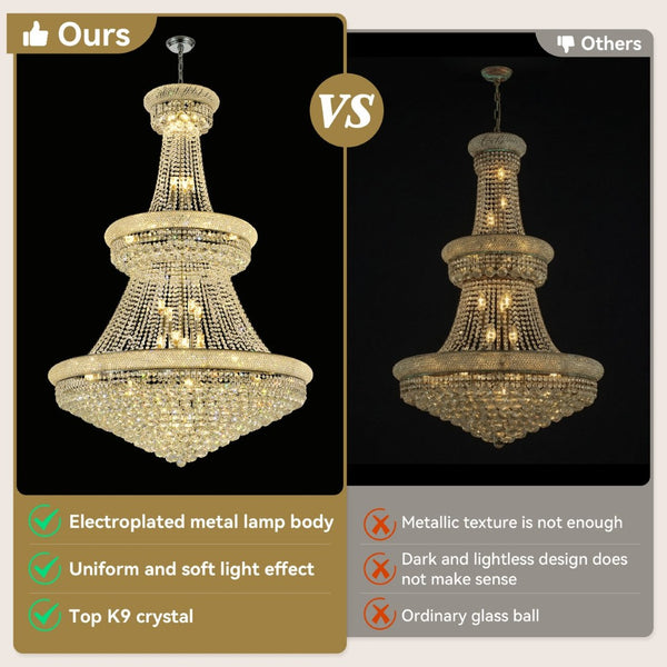 English Elm Crystal K9 Sphere Empire Chandelier with Chrome Frame for Grand Foyer or Dining Room W2869S00004