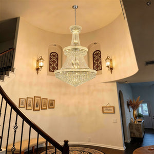 English Elm Crystal K9 Sphere Empire Chandelier with Chrome Frame for Grand Foyer or Dining Room W2869S00004