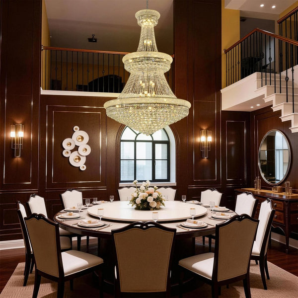 English Elm Crystal K9 Sphere Empire Chandelier with Chrome Frame for Grand Foyer or Dining Room W2869S00004