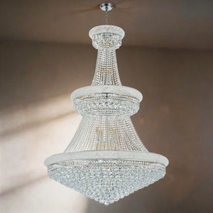 English Elm Crystal K9 Sphere Empire Chandelier with Chrome Frame for Grand Foyer or Dining Room W2869S00004