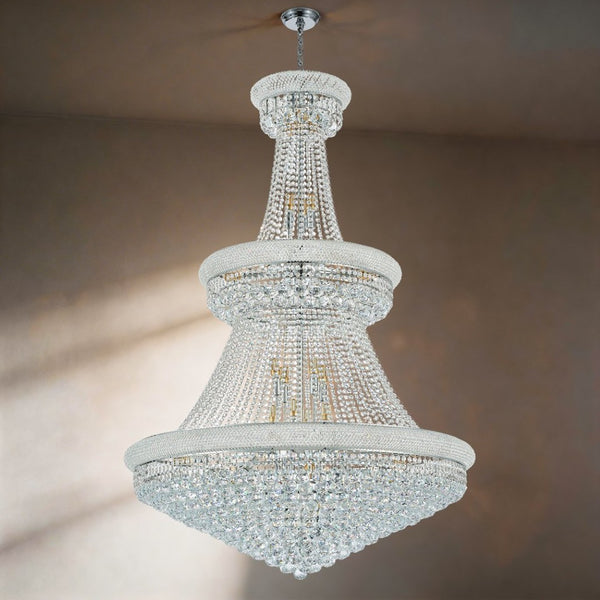 English Elm Crystal K9 Sphere Empire Chandelier with Chrome Frame for Grand Foyer or Dining Room W2869S00004
