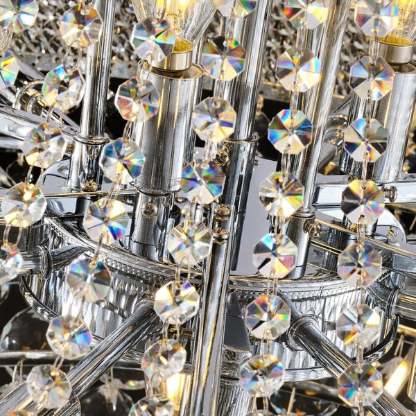 English Elm Large K9 Crystal Empire Chandelier with Chrome Finish for Grand Foyers and Dining Rooms W2869S00006