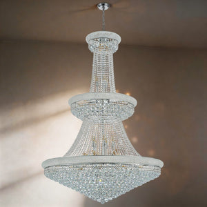 English Elm Large K9 Crystal Empire Chandelier with Chrome Finish for Grand Foyers and Dining Rooms W2869S00006