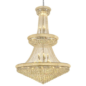 English Elm Large K9 Crystal Empire Chandelier with Chrome Finish for Grand Foyers and Dining Rooms W2869S00006