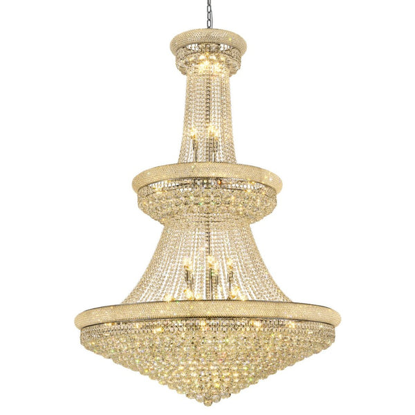 English Elm Large K9 Crystal Empire Chandelier with Chrome Finish for Grand Foyers and Dining Rooms W2869S00006