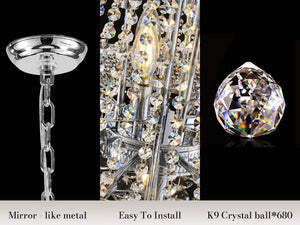 English Elm Large K9 Crystal Empire Chandelier with Chrome Finish for Grand Foyers and Dining Rooms W2869S00006