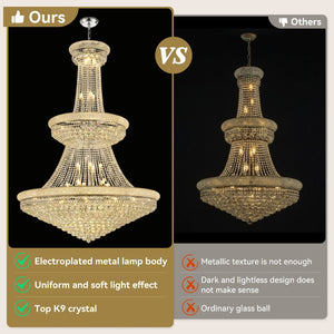 English Elm Large K9 Crystal Empire Chandelier with Chrome Finish for Grand Foyers and Dining Rooms W2869S00006