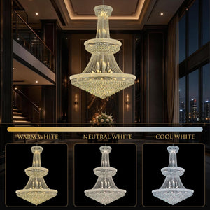 English Elm Large K9 Crystal Empire Chandelier with Chrome Finish for Grand Foyers and Dining Rooms W2869S00006
