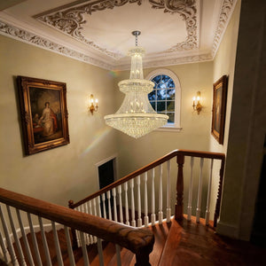 English Elm Large K9 Crystal Empire Chandelier with Chrome Finish for Grand Foyers and Dining Rooms W2869S00006