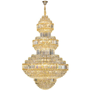 English Elm Large Empire Crystal Chandelier K9 Prism Gold Tiered Foyer Fixture with 51 LED Bulbs W2869S00047