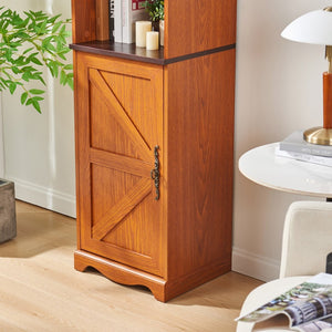 English Elm 70.86"(180cm) Tall Modular Bookcase Freestanding Wood Grain Tower Shelf for Bedroom Living Room Dark Oak W2899P440962