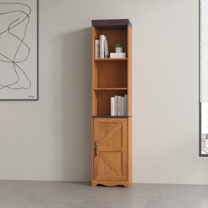 English Elm 70.86"(180cm) Tall Modular Bookcase Freestanding Wood Grain Tower Shelf for Bedroom Living Room Dark Oak W2899P440962