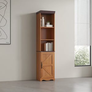 English Elm 70.86"(180cm) Tall Modular Bookcase Freestanding Wood Grain Tower Shelf for Bedroom Living Room Dark Oak W2899P440962