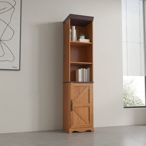 English Elm 70.86"(180cm) Tall Modular Bookcase Freestanding Wood Grain Tower Shelf for Bedroom Living Room Dark Oak W2899P440962