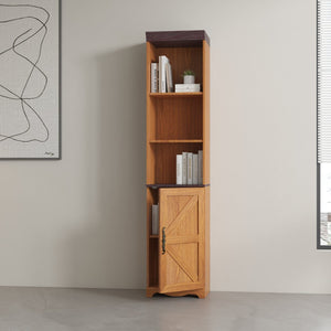 English Elm 70.86"(180cm) Tall Modular Bookcase Freestanding Wood Grain Tower Shelf for Bedroom Living Room Dark Oak W2899P440962