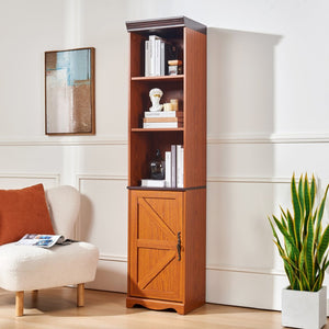 English Elm 70.86"(180cm) Tall Modular Bookcase Freestanding Wood Grain Tower Shelf for Bedroom Living Room Dark Oak W2899P440962