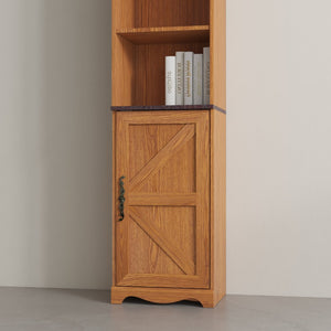 English Elm 70.86"(180cm) Tall Modular Bookcase Freestanding Wood Grain Tower Shelf for Bedroom Living Room Dark Oak W2899P440962