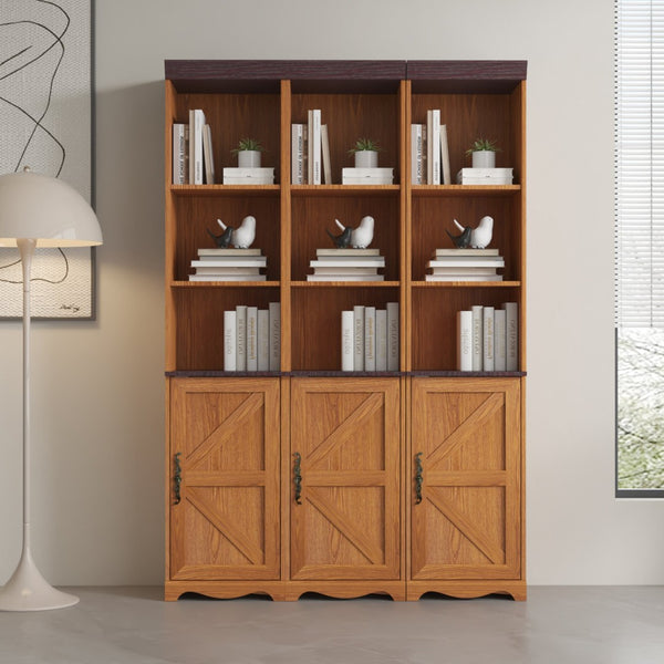 English Elm 70.86"(180cm) Tall Modular Bookcase Freestanding Wood Grain Tower Shelf for Bedroom Living Room Dark Oak W2899P440962