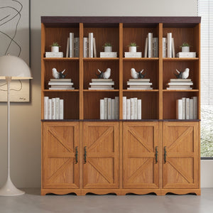 English Elm 70.86"(180cm) Tall Modular Bookcase Freestanding Wood Grain Tower Shelf for Bedroom Living Room Dark Oak W2899P440962