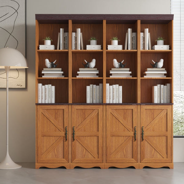 English Elm 70.86"(180cm) Tall Modular Bookcase Freestanding Wood Grain Tower Shelf for Bedroom Living Room Dark Oak W2899P440962