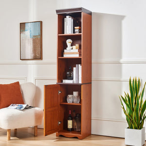 English Elm 70.86"(180cm) Tall Modular Bookcase Freestanding Wood Grain Tower Shelf for Bedroom Living Room Dark Oak W2899P440962
