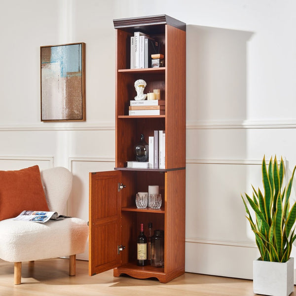 English Elm 70.86"(180cm) Tall Modular Bookcase Freestanding Wood Grain Tower Shelf for Bedroom Living Room Dark Oak W2899P440962