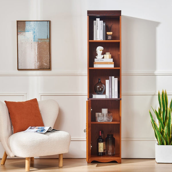 English Elm 70.86"(180cm) Tall Modular Bookcase Freestanding Wood Grain Tower Shelf for Bedroom Living Room Dark Oak W2899P440962
