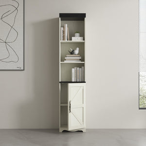 English Elm 70.86"(180cm) Tall Modular Bookcase Freestanding Wood Grain Tower Shelf for Bedroom Living Room White W2899P440963