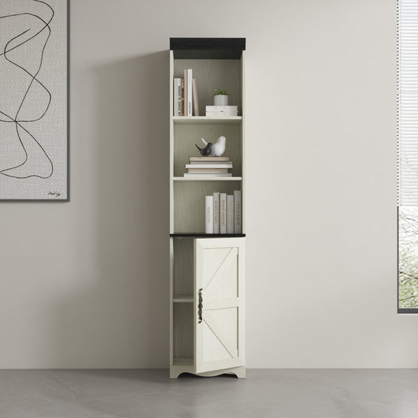 English Elm 70.86"(180cm) Tall Modular Bookcase Freestanding Wood Grain Tower Shelf for Bedroom Living Room White W2899P440963