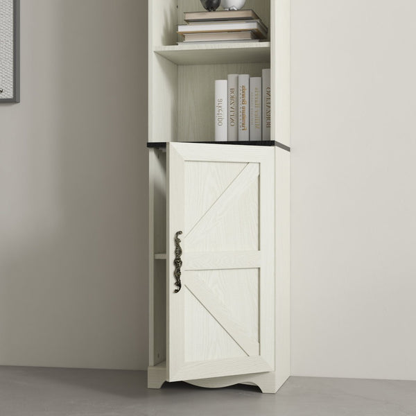 English Elm 70.86"(180cm) Tall Modular Bookcase Freestanding Wood Grain Tower Shelf for Bedroom Living Room White W2899P440963