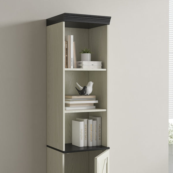 English Elm 70.86"(180cm) Tall Modular Bookcase Freestanding Wood Grain Tower Shelf for Bedroom Living Room White W2899P440963