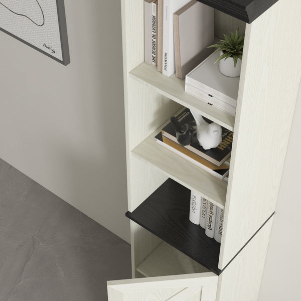 English Elm 70.86"(180cm) Tall Modular Bookcase Freestanding Wood Grain Tower Shelf for Bedroom Living Room White W2899P440963