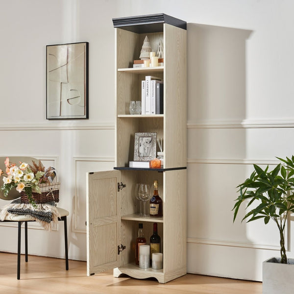 English Elm 70.86"(180cm) Tall Modular Bookcase Freestanding Wood Grain Tower Shelf for Bedroom Living Room White W2899P440963
