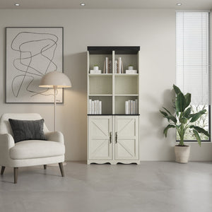 English Elm 70.86"(180cm) Tall Modular Bookcase Freestanding Wood Grain Tower Shelf for Bedroom Living Room White W2899P440963