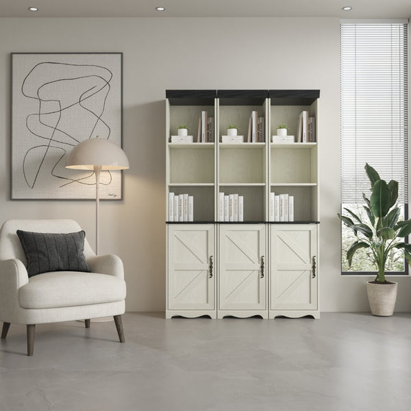 English Elm 70.86"(180cm) Tall Modular Bookcase Freestanding Wood Grain Tower Shelf for Bedroom Living Room White W2899P440963