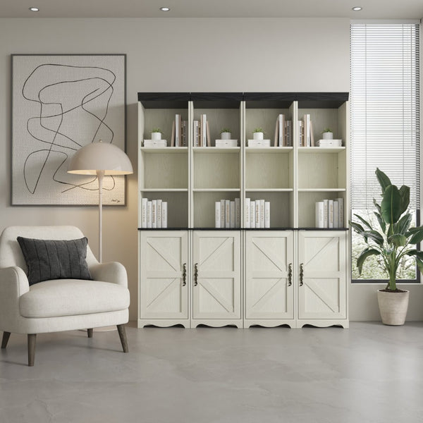 English Elm 70.86"(180cm) Tall Modular Bookcase Freestanding Wood Grain Tower Shelf for Bedroom Living Room White W2899P440963