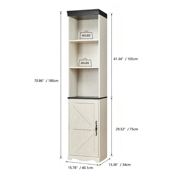 English Elm 70.86"(180cm) Tall Modular Bookcase Freestanding Wood Grain Tower Shelf for Bedroom Living Room White W2899P440963