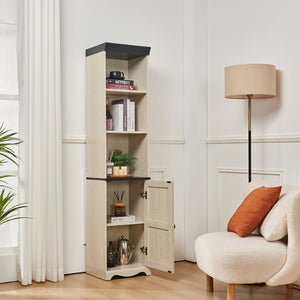 English Elm 70.86"(180cm) Tall Modular Bookcase Freestanding Wood Grain Tower Shelf for Bedroom Living Room White W2899P440963