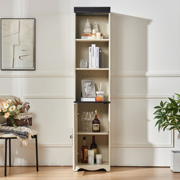 English Elm 70.86"(180cm) Tall Modular Bookcase Freestanding Wood Grain Tower Shelf for Bedroom Living Room White W2899P440963
