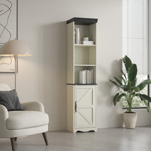 English Elm 70.86"(180cm) Tall Modular Bookcase Freestanding Wood Grain Tower Shelf for Bedroom Living Room White W2899P440963