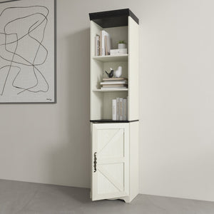 English Elm 70.86"(180cm) Tall Modular Bookcase Freestanding Wood Grain Tower Shelf for Bedroom Living Room White W2899P440963