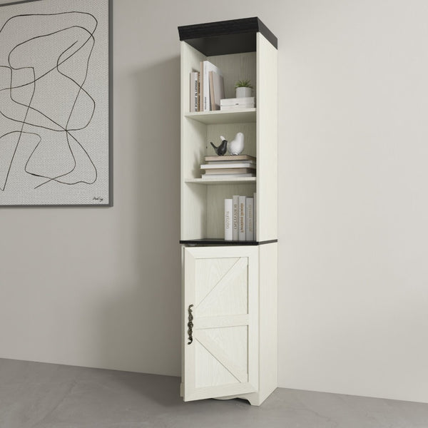 English Elm 70.86"(180cm) Tall Modular Bookcase Freestanding Wood Grain Tower Shelf for Bedroom Living Room White W2899P440963