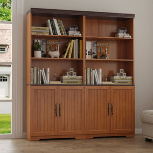 English Elm 70.86(180Cm Tall Barn Door Bookcase Five Tier MDF Cube Shelving for Living Room Dark Oak W2899P440964
