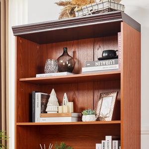 English Elm 70.86(180Cm Tall Barn Door Bookcase Five Tier MDF Cube Shelving for Living Room Dark Oak W2899P440964