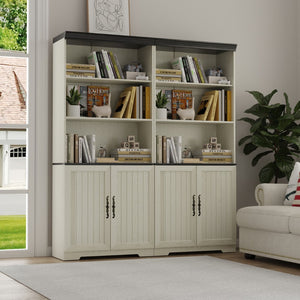 English Elm 70.86(180Cm Tall Barn Door Bookcase Five Tier MDF Cube Shelving for Living Room White W2899P440965