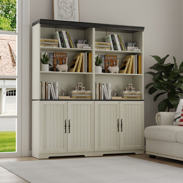 English Elm 70.86(180Cm Tall Barn Door Bookcase Five Tier MDF Cube Shelving for Living Room White W2899P440965