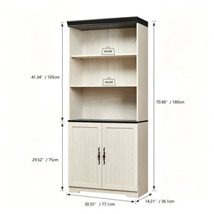 English Elm 70.86(180Cm Tall Barn Door Bookcase Five Tier MDF Cube Shelving for Living Room White W2899P440965