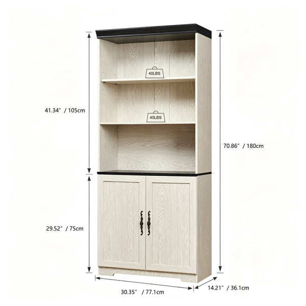 English Elm 70.86(180Cm Tall Barn Door Bookcase Five Tier MDF Cube Shelving for Living Room White W2899P440965